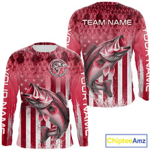 Load image into Gallery viewer, Custom Bass Fishing Shirt 3D Personalized Team Name Long Sleeve UV Protection Fishing Jersey|Red 