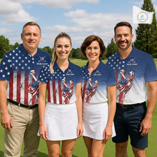 Load image into Gallery viewer, Custom American Flag Ostrich Mens Golf Polo Shirt – Funny Patriotic Golf Team Shirt Personalized Gift NHT1133