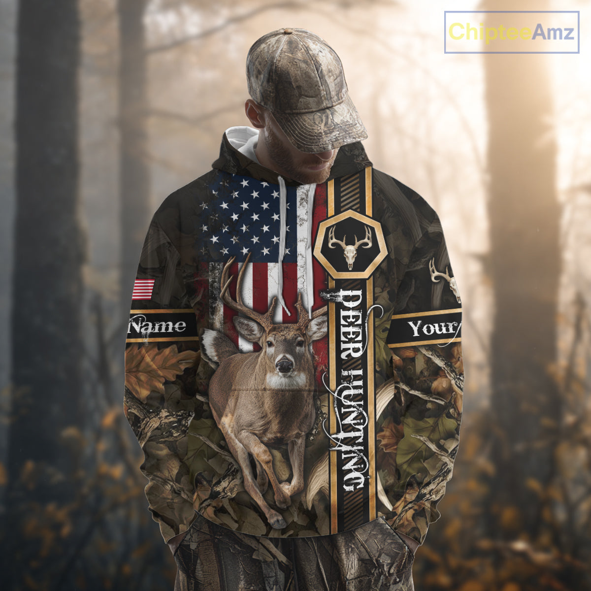 Deer Hunting Shirt US Flag 3D All Over Print, Hunting Clothes for Deer Hunting Season NHT165