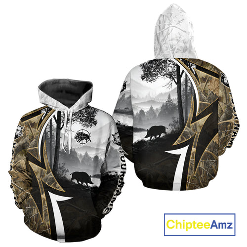 Personalized Wild Hog Hunting Camo Full Printing Shirts, Boar Hunting Shirt NHT319