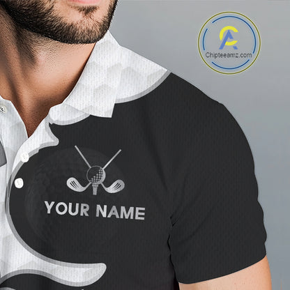Custom Mens Golf Polo Shirt Pink Black Gradient, Personalized Name Golf Shirt, Gift For Golfer NHT825
