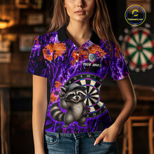 Load image into Gallery viewer, Funny Raccoon Dartboard Jersey For Women Dart Team Shirts Dart League Polo &amp; 1/4 Zip NHT1137