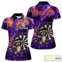 Load image into Gallery viewer, Funny Raccoon Dartboard Jersey For Women Dart Team Shirts Dart League Polo &amp; 1/4 Zip 