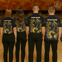 Load image into Gallery viewer, Custom Yellow Fire Grim Reaper Bowling Jersey For Womens Bowling Team Shirts Polo &amp; 1/4 Zip NHT1148