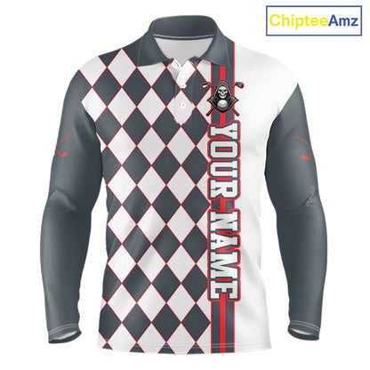 Long-sleeve shirt with argyle pattern and text on a white background, branded 'ChipteeAmz'.
