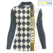 Load image into Gallery viewer, Long-sleeve shirt with argyle pattern and skull design on a white background, branded 'ChipteeAmz'