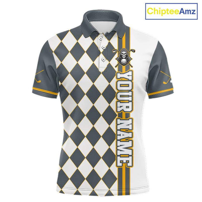 Polo shirt with diamond pattern and text on a white background, branded 'ChipteeAmz'.