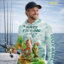 Load image into Gallery viewer, Custom Photo Funny Bass Fishing Shirts Long Sleeve Hooded For Men, Fishing Team Jersey NHT642