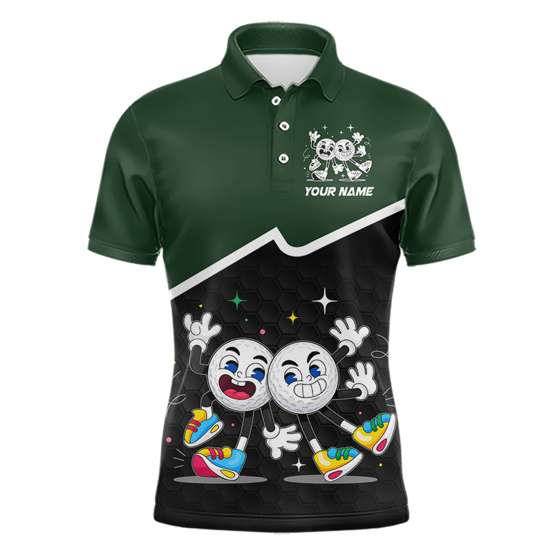 Custom Green And Black Mens Golf Polo Shirt, Custom Golf Balls Team Jerseys NHT865
