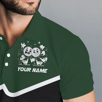 Custom Green And Black Mens Golf Polo Shirt, Custom Golf Balls Team Jerseys NHT865
