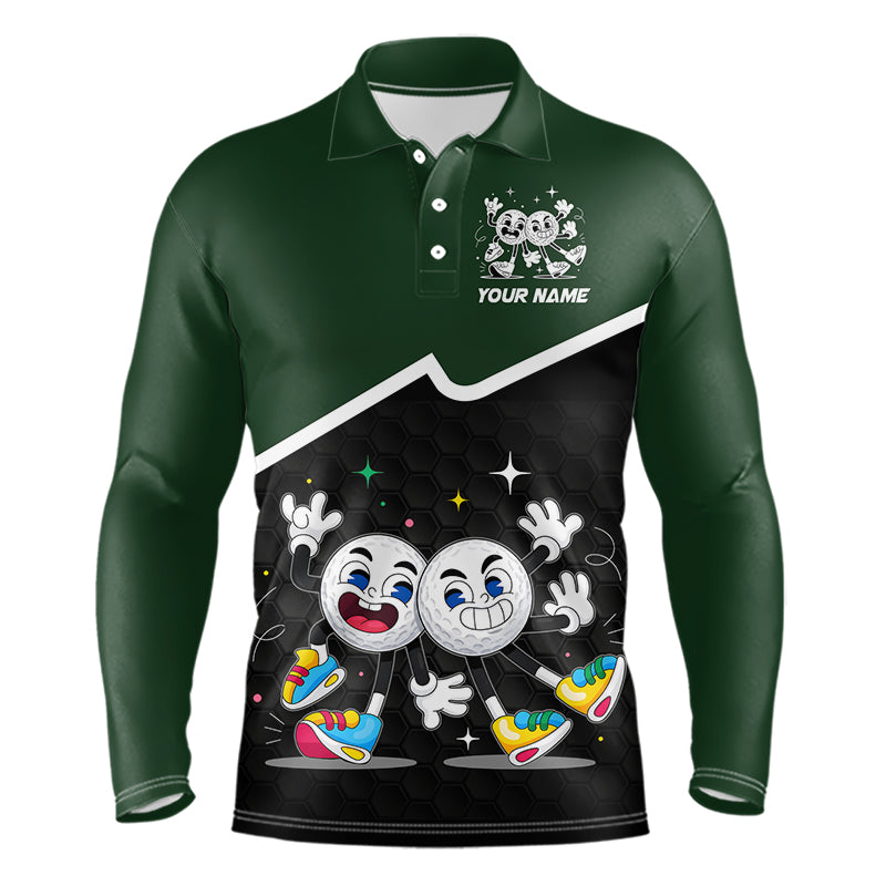 Custom Green And Black Mens Golf Polo Shirt, Custom Golf Balls Team Jerseys NHT865