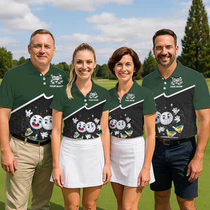 Custom Green And Black Mens Golf Polo Shirt, Custom Golf Balls Team Jerseys NHT865