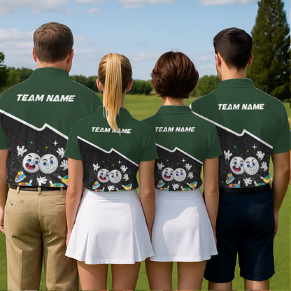 Custom Green And Black Mens Golf Polo Shirt, Custom Golf Balls Team Jerseys NHT865