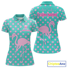 Load image into Gallery viewer, Women's Flamingo Golf Polo Shirt – Personalized Pink Flamingo Golf Jersey With Custom Name