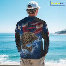 Load image into Gallery viewer, Texas Flag Flounder Long Sleeve Fishing Jersey, Flounder Saltwater Performance UV Shirt For Men 