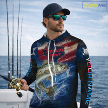 Load image into Gallery viewer, Texas Flag Speckled Trout Long Sleeve Hooded Fishing Jersey, Trout Saltwater Performance UV Shirt For Men 