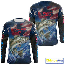 Load image into Gallery viewer, Texas Flag Speckled Trout Long Sleeve Fishing Jersey, Trout Saltwater Performance UV Shirt For Men 