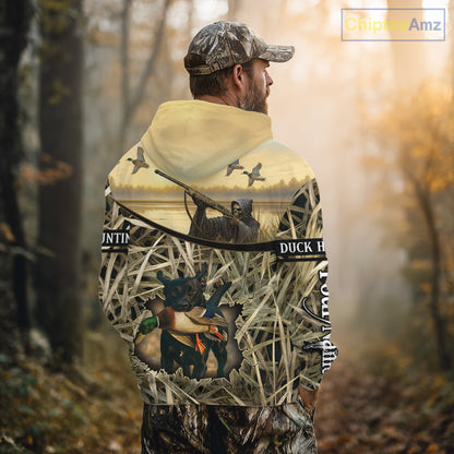 Duck Hunting 3D Waterfowl Camo Grim Reaper Black Labrador Retriever Shirt Hunting Gift NHT202