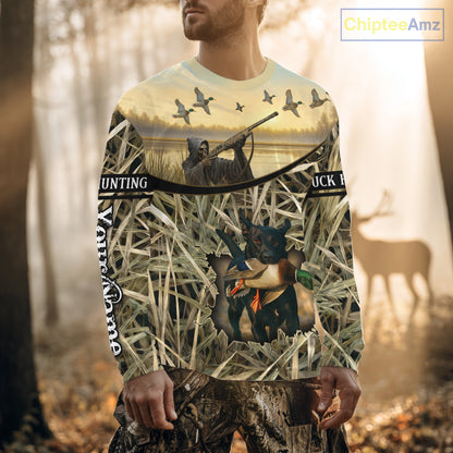 Duck Hunting 3D Waterfowl Camo Grim Reaper Black Labrador Retriever Shirt Hunting Gift NHT202