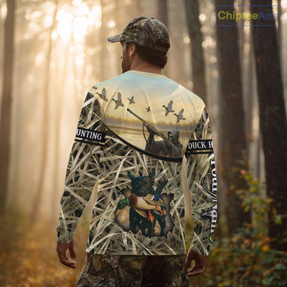 Duck Hunting 3D Waterfowl Camo Grim Reaper Black Labrador Retriever Shirt Hunting Gift NHT202