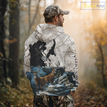Load image into Gallery viewer, Blue Bowhunting Deer Camouflage Personalized Hunting Bow Grim Reaper Shirt NHT16