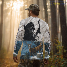 Load image into Gallery viewer, Blue Bowhunting Deer Camouflage Personalized Hunting Bow Grim Reaper Shirt NHT16