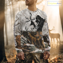 Load image into Gallery viewer, Brown Bowhunting Deer Camouflage Personalized Hunting Bow Grim Reaper Shirt NHT17