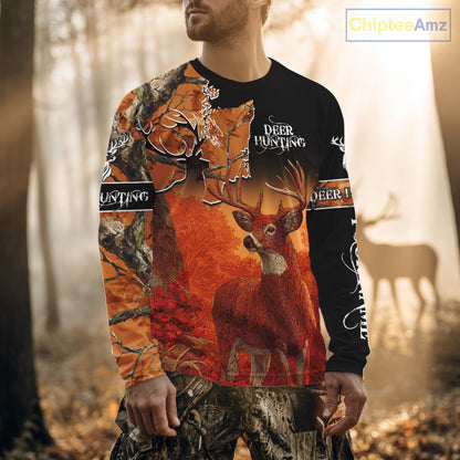 Best Custom Deer Hunting Shirt 3D All Over Print Autumn Forest Big Buck Personalized Gifts NHT35