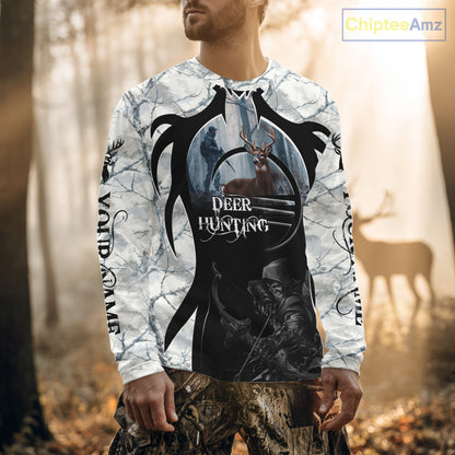 Best Buck Deer Hunting Clothes Winter Camo Grim Reaper Design Custom Name For Hunters NHT44