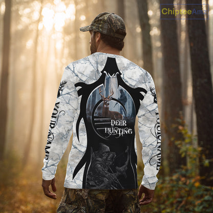 Best Buck Deer Hunting Clothes Winter Camo Grim Reaper Design Custom Name For Hunters NHT44