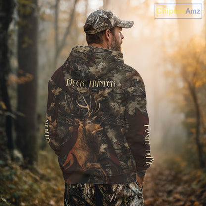Personalized Red Deer Hunting Camo Full Printing Shirts Deer Hunting Gift for Hunters NHT144