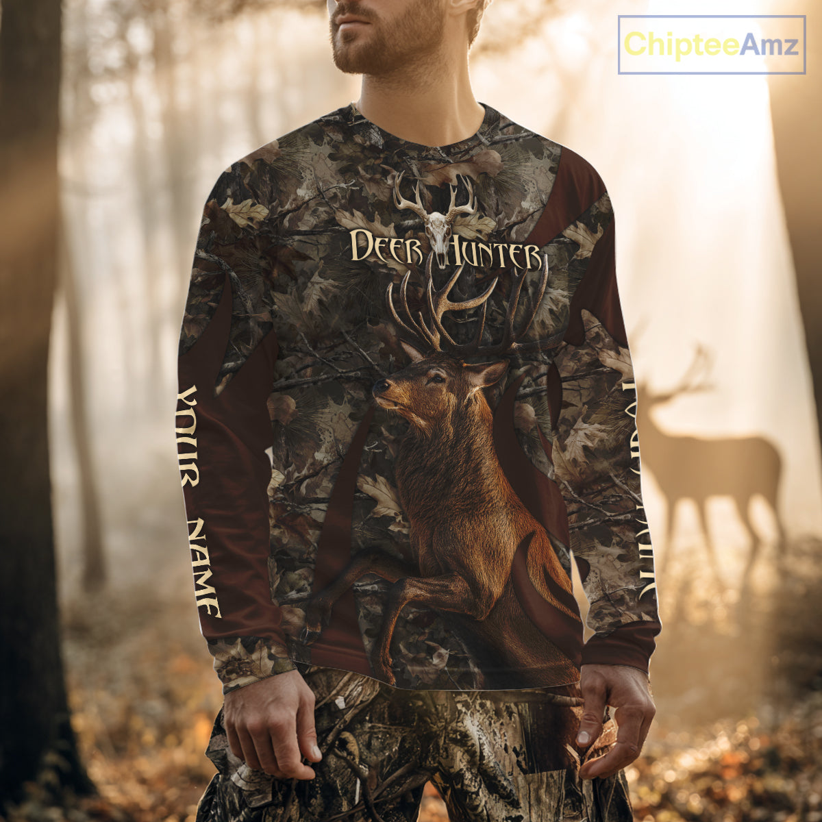 Personalized Red Deer Hunting Camo Full Printing Shirts Deer Hunting Gift for Hunters NHT144