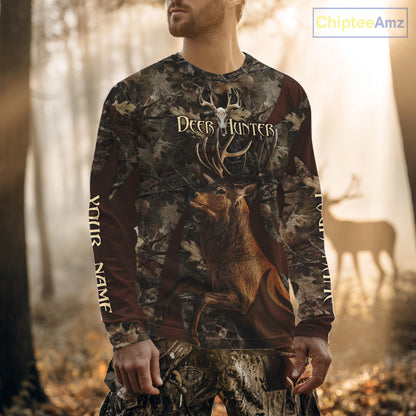Personalized Red Deer Hunting Camo Full Printing Shirts Deer Hunting Gift for Hunters NHT144