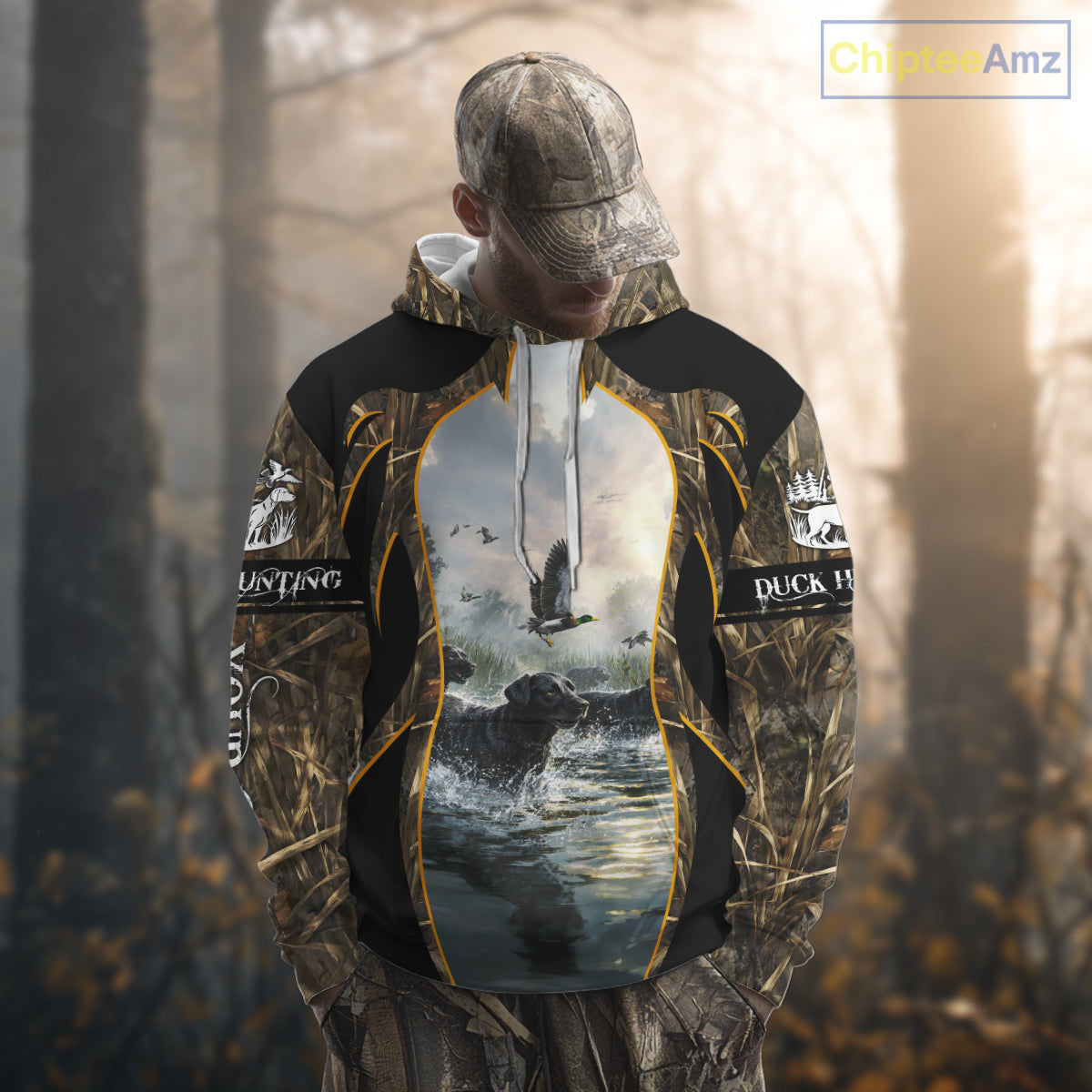 Duck Hunting Grass Camo with Black Labrador Retriever 3D Shirts, Hunting Gifts NBT140
