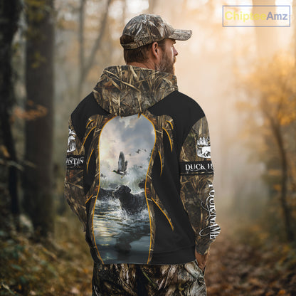 Duck Hunting Grass Camo with Black Labrador Retriever 3D Shirts, Hunting Gifts NBT140