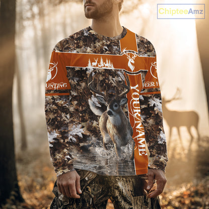 Whitetail Deer Hunting Season Shirt 3D Buck Design Custom Hunting Gift Camouflage Deer Shirts NHT49