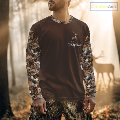 Best Deer Hunting Brown Camouflage Custom Name 3D All-Over Printed Shirt, Deer Hunting Gifts NHT52