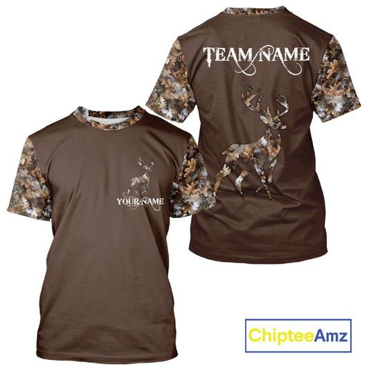 Best Deer Hunting Brown Camouflage Custom Name 3D All-Over Printed Shirt, Deer Hunting Gifts NHT52