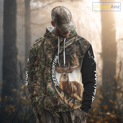 Beautiful Deer Hunting Shirt Forest Camo 3D Print Custom Name Team Name For Deer Hunters NHT56