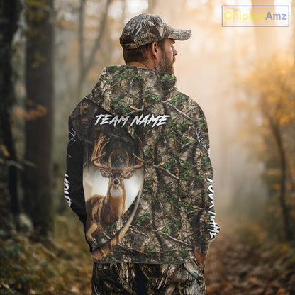 Beautiful Deer Hunting Shirt Forest Camo 3D Print Custom Name Team Name For Deer Hunters NHT56