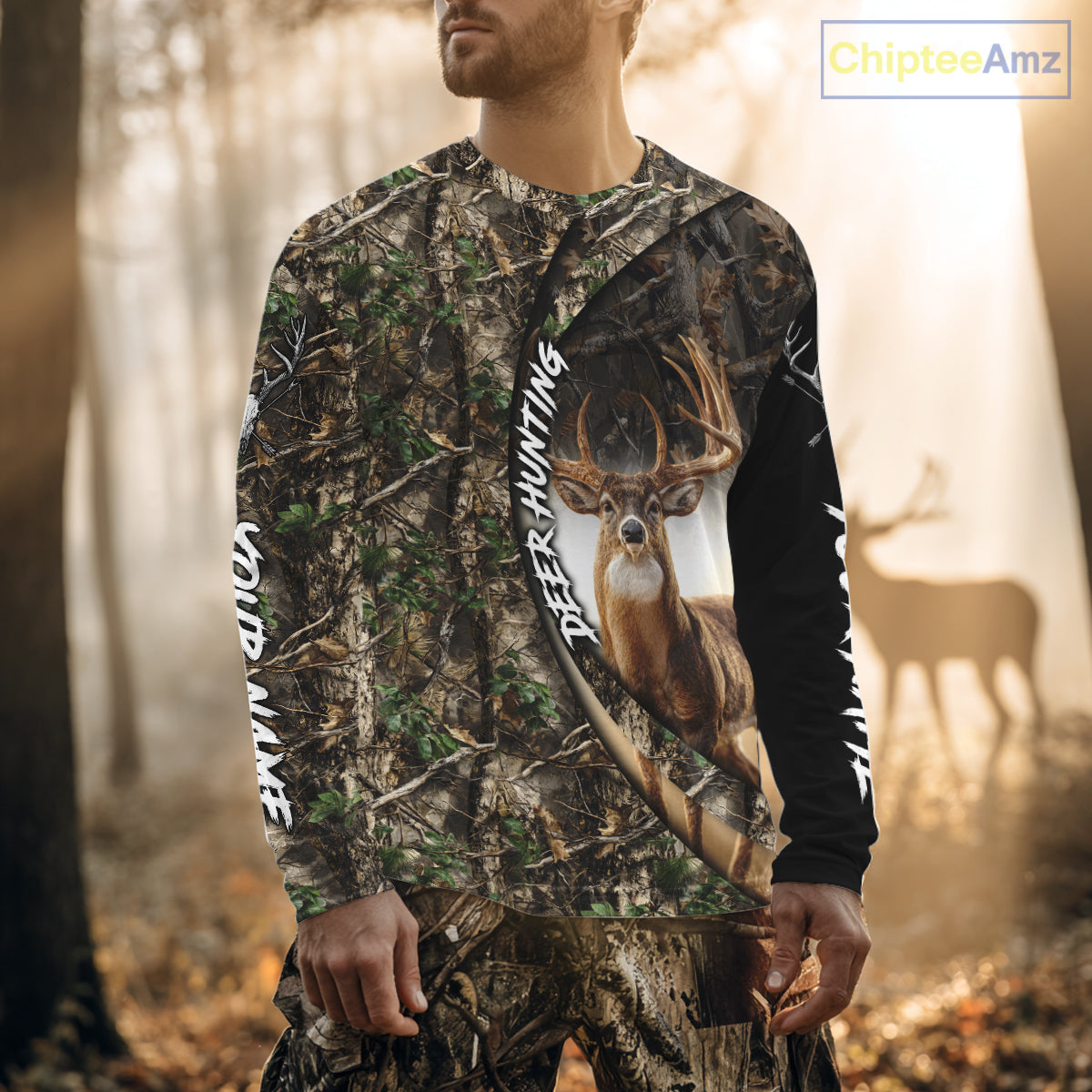 Beautiful Deer Hunting Shirt Forest Camo 3D Print Custom Name Team Name For Deer Hunters NHT56