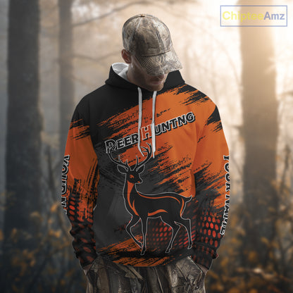 Best Deer Hunting Shirt 3D All Over Print Orange And Black Personalized Name For Hunters NHT63