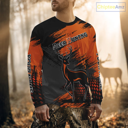 Best Deer Hunting Shirt 3D All Over Print Orange And Black Personalized Name For Hunters NHT63