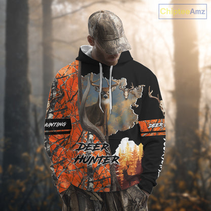 Beautiful Custom Camo Whitetail Deer Hunting Shirt With Full All-Over 3D For Deer Hunters NHT72