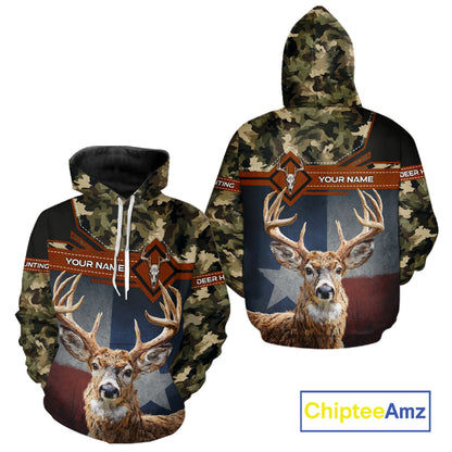 Whitetail Deer Hunting Shirt With Camouflage And Full 3D Print For Texas Deer Hunting Season NHT73