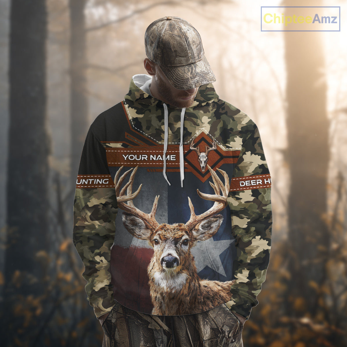 Whitetail Deer Hunting Shirt With Camouflage And Full 3D Print For Texas Deer Hunting Season NHT73