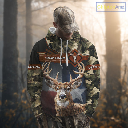 Whitetail Deer Hunting Shirt With Camouflage And Full 3D Print For Texas Deer Hunting Season NHT73