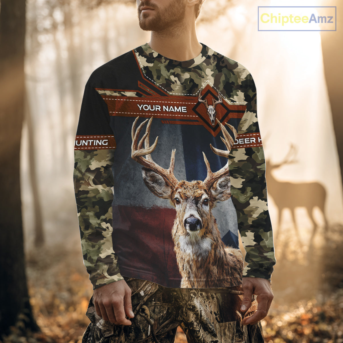 Whitetail Deer Hunting Shirt With Camouflage And Full 3D Print For Texas Deer Hunting Season NHT73