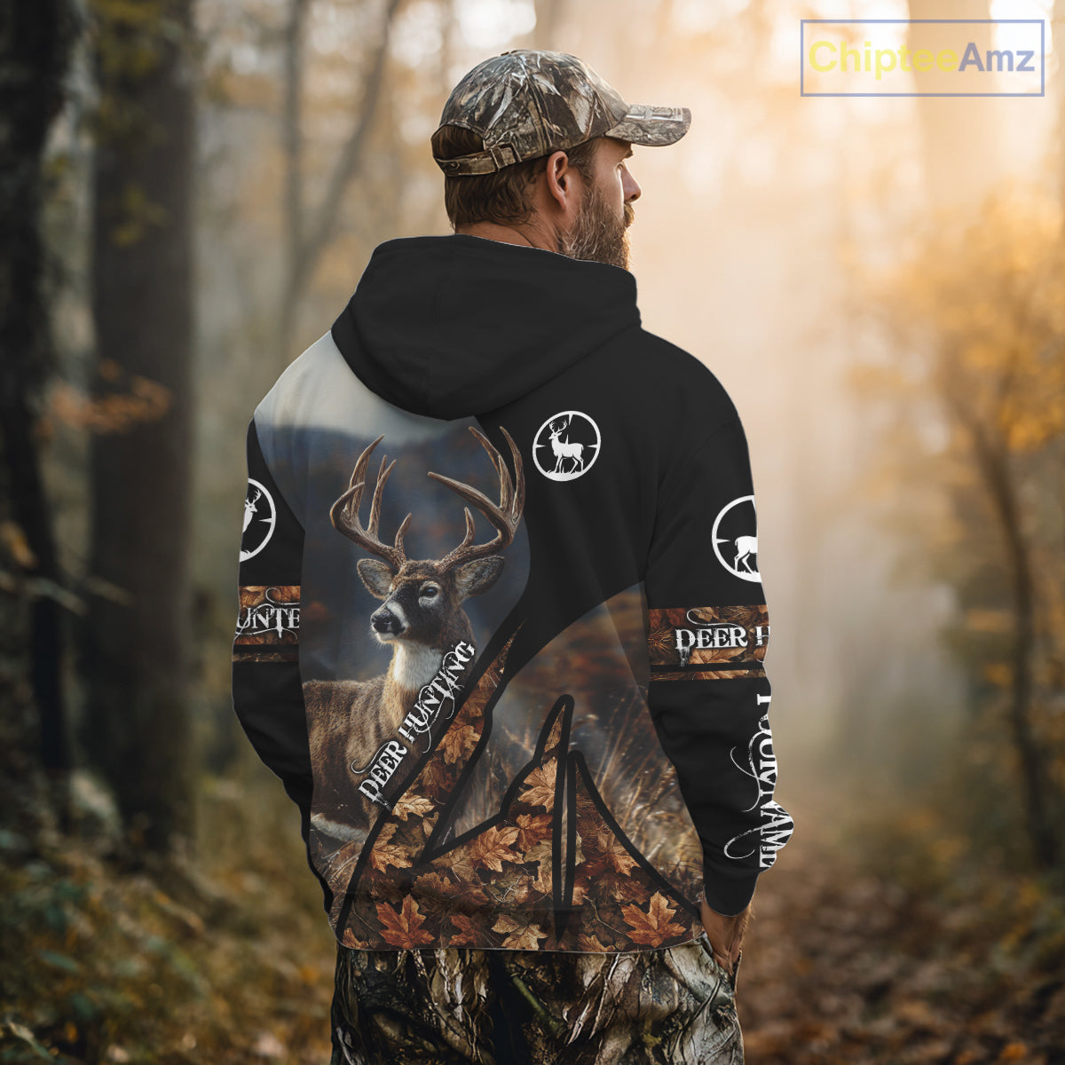 Whitetail Deer Hunting Shirt With Autumn Leaves Camo Pattern For Fall Season Hunters NHT75