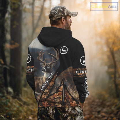 Whitetail Deer Hunting Shirt With Autumn Leaves Camo Pattern For Fall Season Hunters NHT75